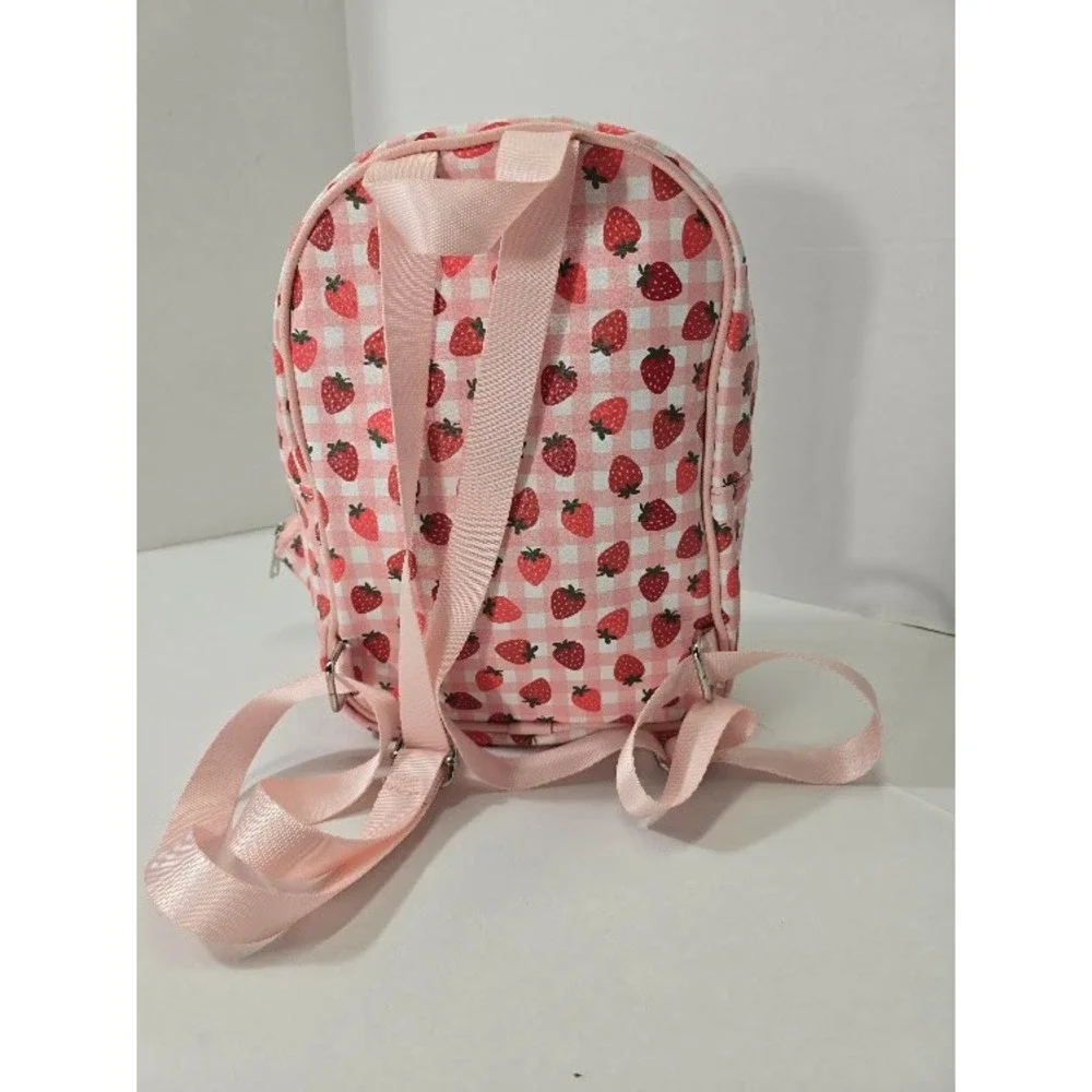 Madden Girl Mini Backpack & Coin purse Key chain Pink Strawberry Gingham